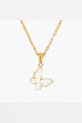 Dainty White Butterfly Pendant Necklace – Gold-Tone Enamel Charm on Twisted Rope Chain for women and girls