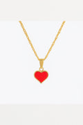 Dainty Red Heart Pendant Necklace – Gold-Tone Enamel Love Charm on Shimmering Chain for Women and Girls