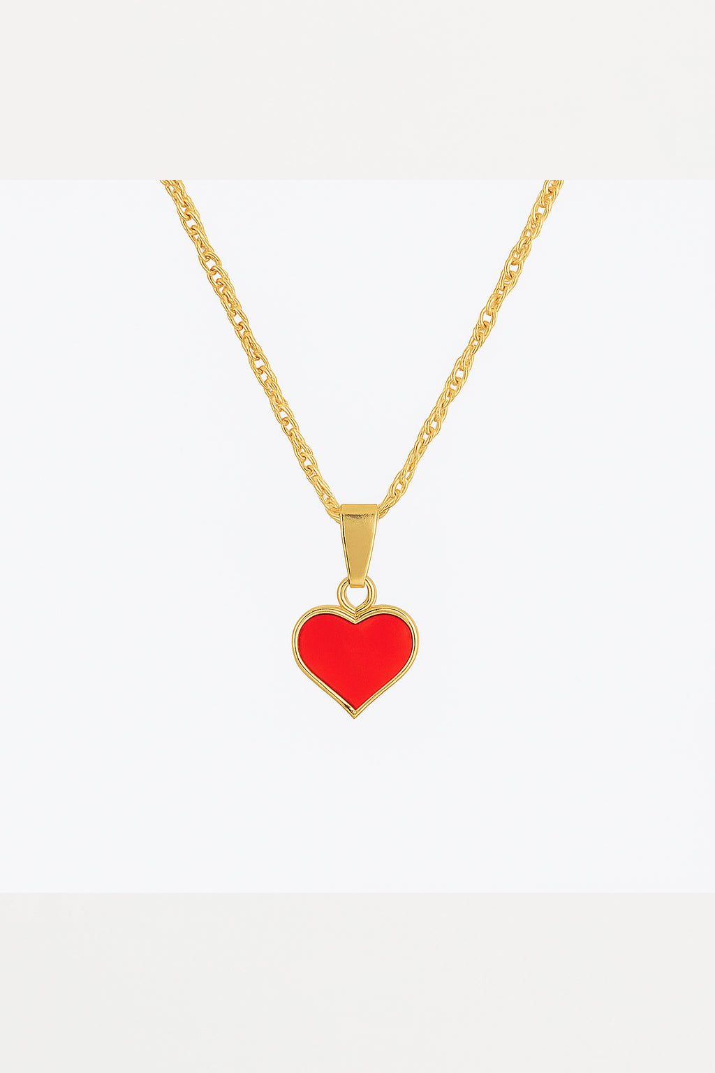 Dainty Red Heart Pendant Necklace – Gold-Tone Enamel Love Charm on Shimmering Chain for Women and Girls