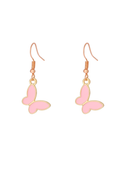 Korean Style Butterfly Earrings – Soft Pink Butterfly Drop Earrings – Gold-Tone Pastel Dangle Jewelry for Women & Girls
